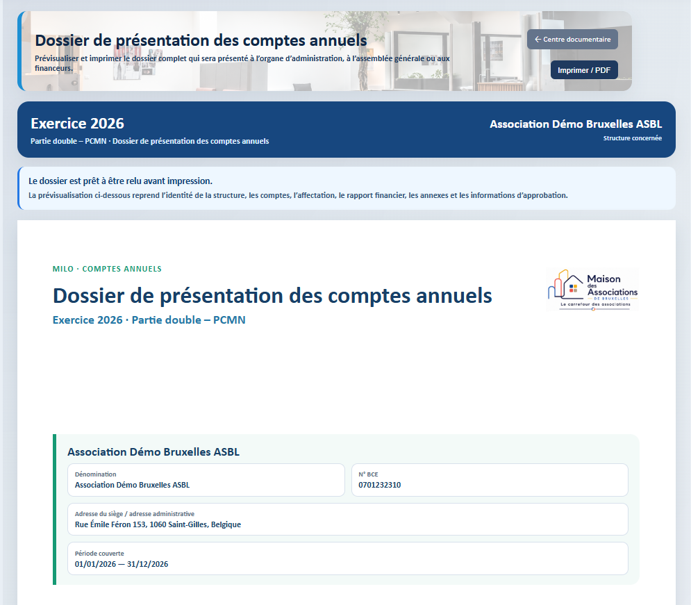 Dossier de présentation des comptes annuels