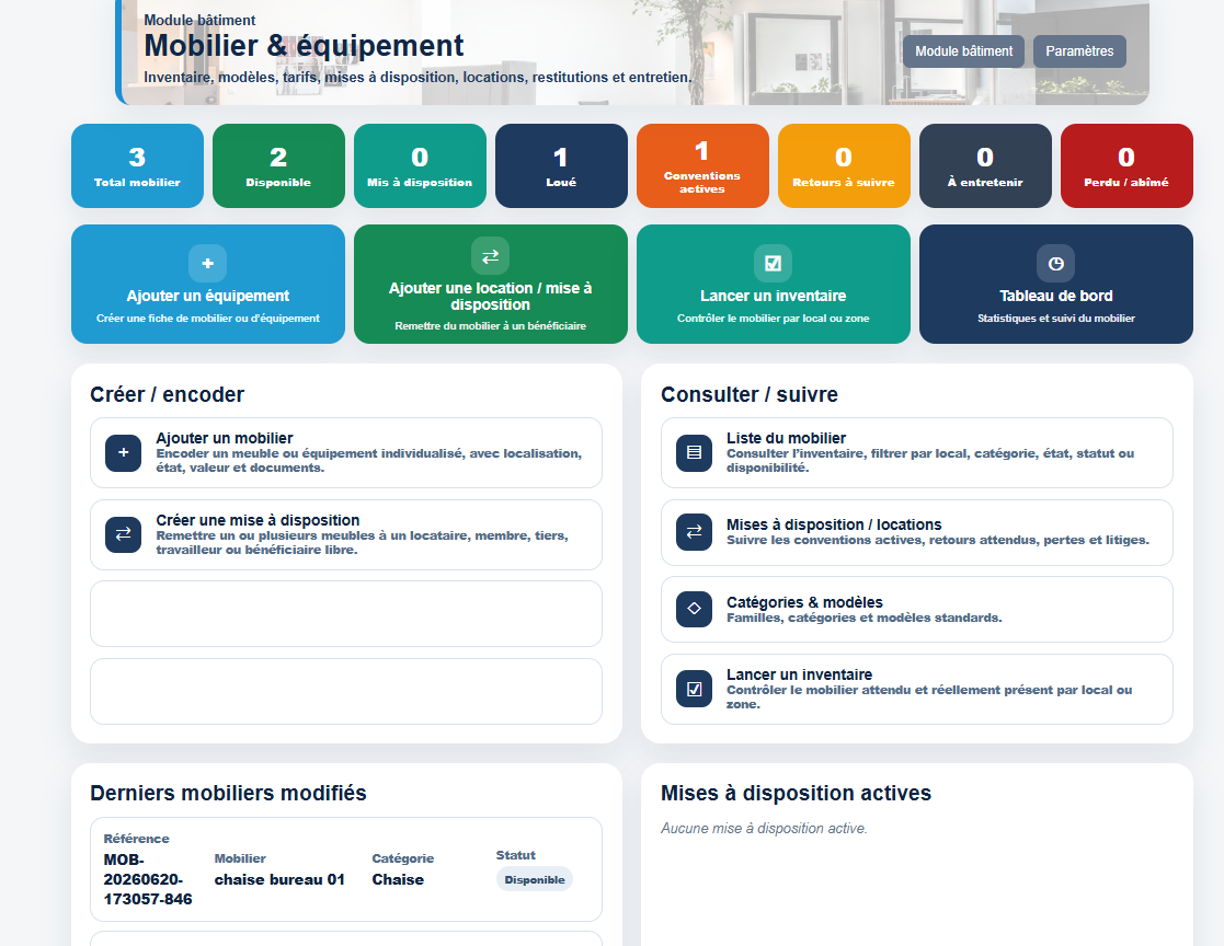 Gestion du mobilier dans Milo