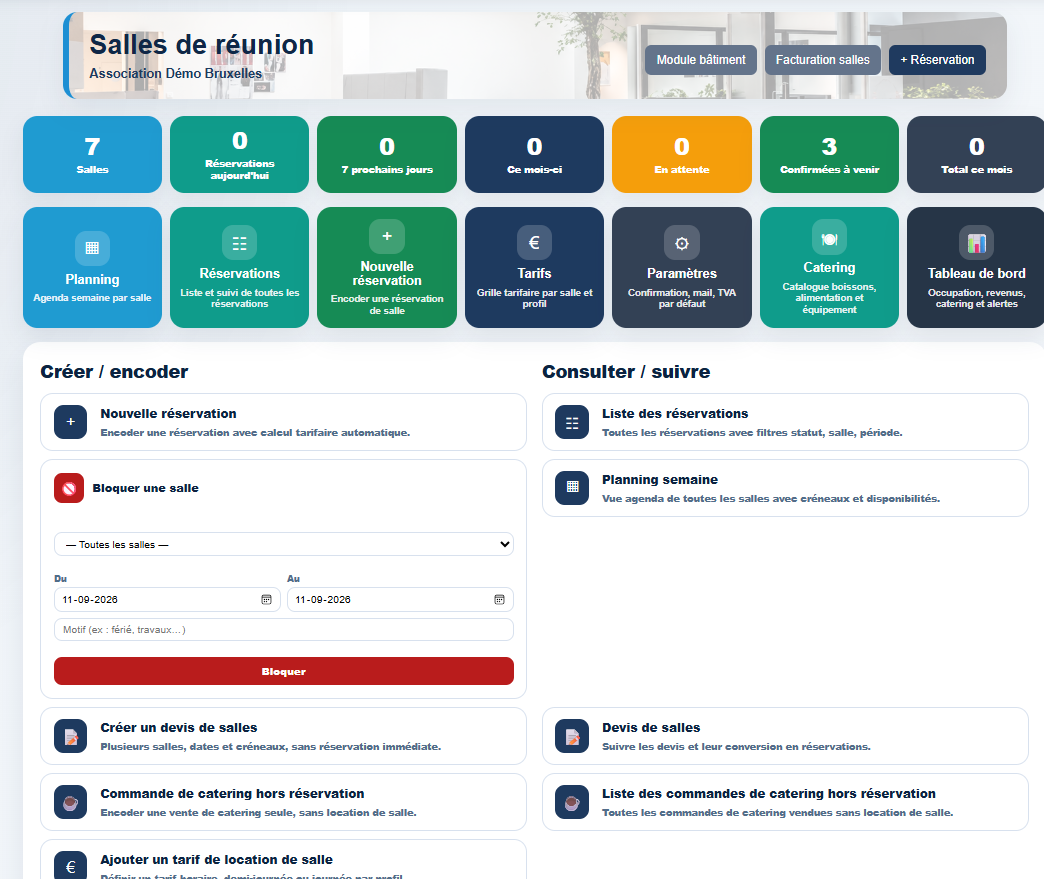 Gestion des salles dans Milo