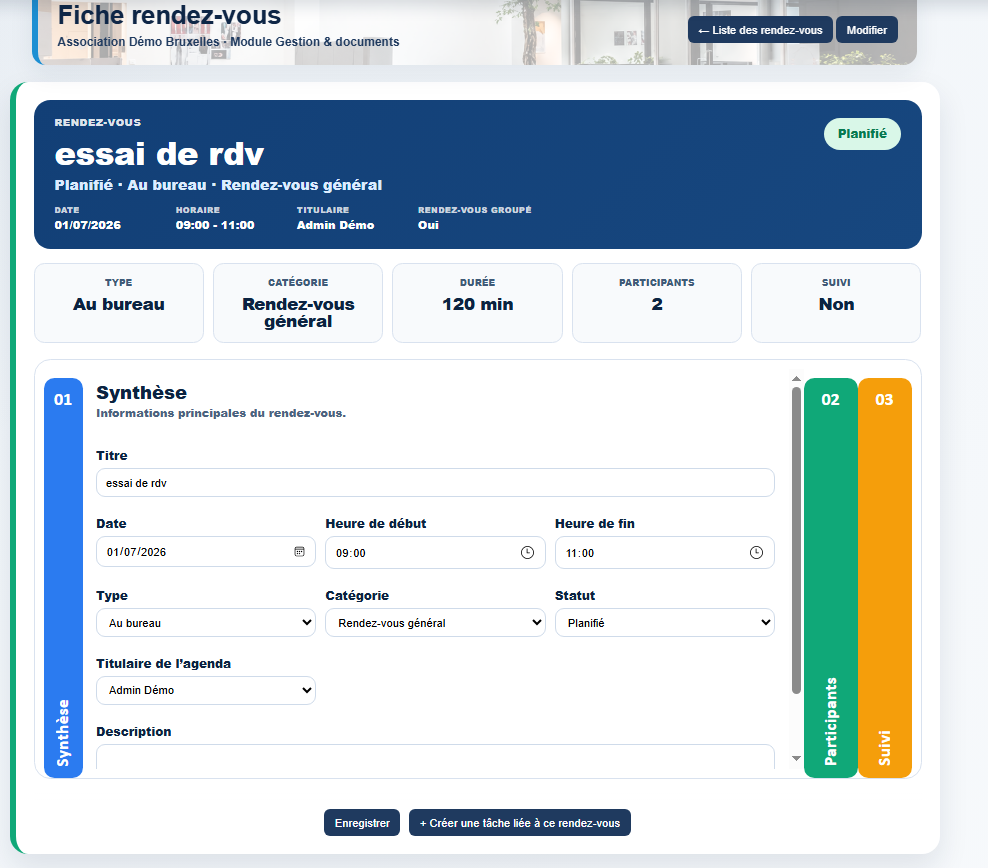 Fiche rendez-vous