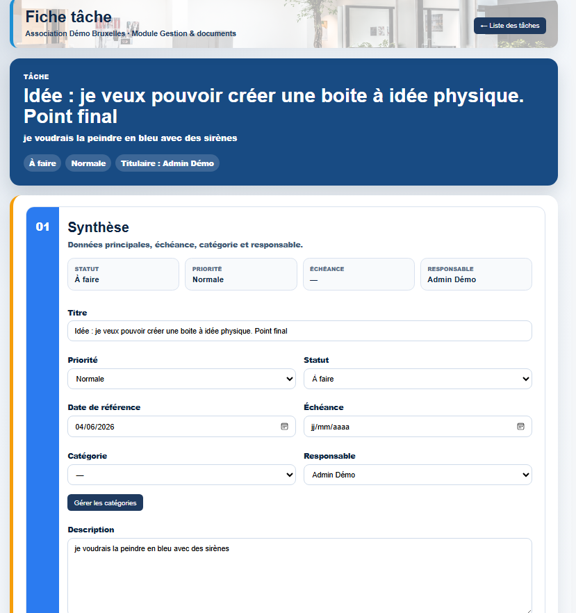 Fiche tâche