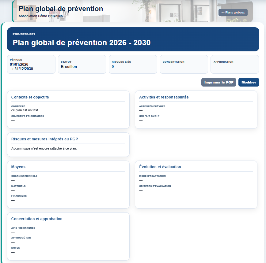 Plan global de prévention dans Milo