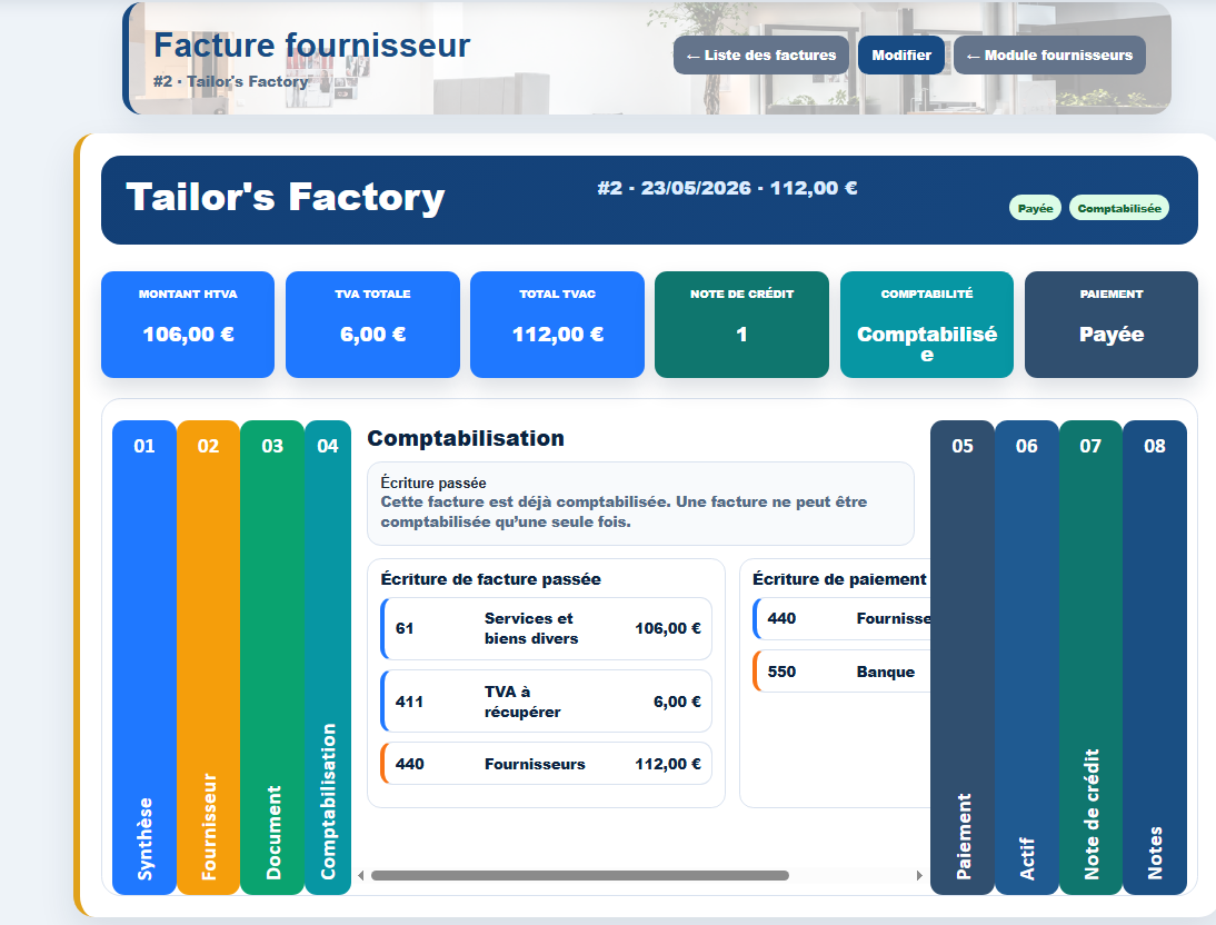 Comptabilisation fournisseur