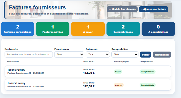 Factures fournisseurs