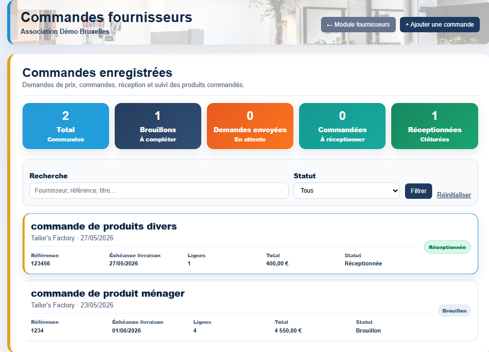 Commandes fournisseurs