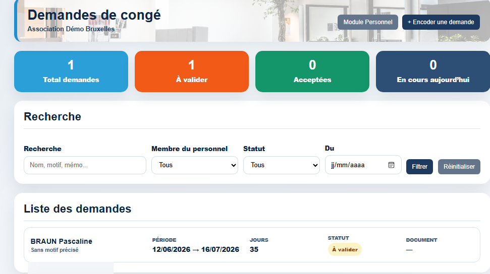 Demandes à valider